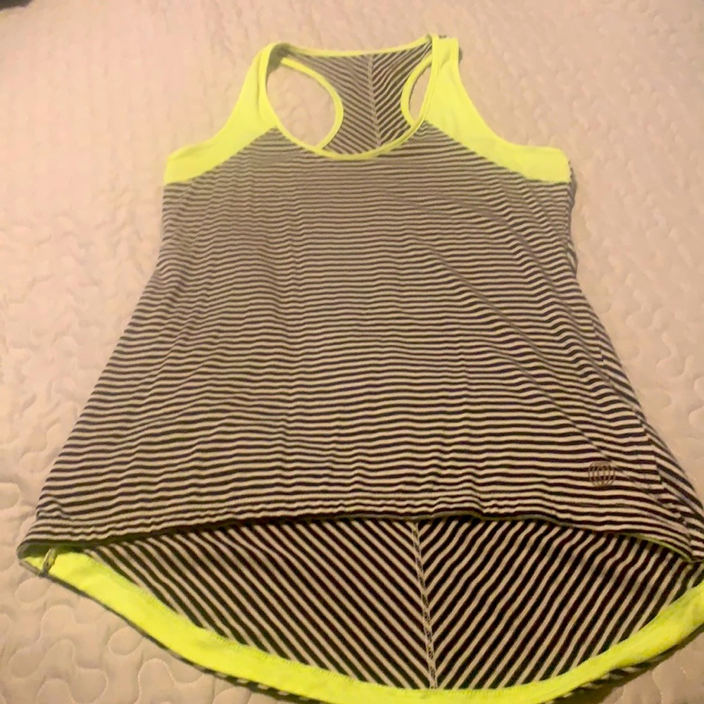 Racer back tunic length black and white top
